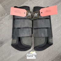 Closed Front & Hind Boots, velcro *gc, faded, clean, rubs, threads, holey edge, stain
