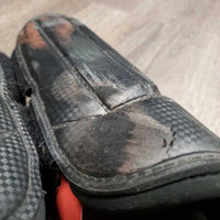 Closed Front & Hind Boots, velcro *gc, faded, clean, rubs, threads, holey edge, stain