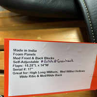 17" Adj *Green/MN in Val du Bois Close Contact, 2 Billet Guards, Foam Panels, Med Front & Back Blocks, Self-Adjustable, Flaps: 15.25"L x 14"W Serial #: 17"