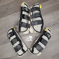 4 Mesh Fly Boots, Fleece Lined, velcro *gc/fair, clean, v.clumpy, dingy, repairs, Missing label