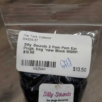 2 Pom Pom Ear Plugs, bag *new