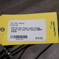 Pull Out Ear Plugs, nylon string, snaps *like new, mnr dusty