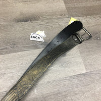 PrintedLeather Belt, Buckle *vgc/gc, bent, torn/frayed hole