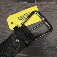 PrintedLeather Belt, Buckle *vgc/gc, bent, torn/frayed hole