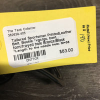 PrintedLeather Belt, Buckle *vgc/gc, bent, torn/frayed hole