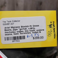 Pr Dress Boots, Zips *gc/fair, v.dirty, thin/holey edges, thin heels, undone seams, toes: scratches, faded & scuffs