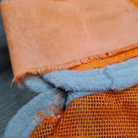 2 Hvy Mesh Fly Boots, velcro *gc, repairs, snags, stains, clean, binding: curled & rubs