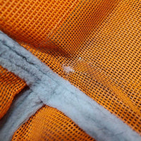 2 Hvy Mesh Fly Boots, velcro *gc, repairs, snags, stains, clean, binding: curled & rubs