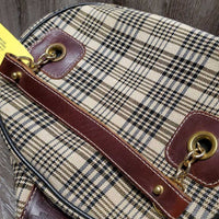 Helmet Bag, zipper, leather & chain top handle *xc/like new, clean, mnr hairy