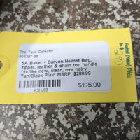 Helmet Bag, zipper, leather & chain top handle *xc/like new, clean, mnr hairy