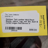 Tall Leather Hind Pinch Boots, velcro *vgc, mnr dirt, dust & curled edges