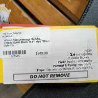 17.5" Med *Black Gullet In Wintec 500 Dressage Saddle, CAIR Panels, Front & Rear Gusset Panels, Yellow/Narrow Gullet, Flaps: 17"L x 13"W Serial #: W 1707 0201 44 DR 17.5"