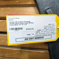 17.5 W *5.5" Sankey SD Custom Dressage Saddle, Black Sankey Cover, Wool Flocking, Large Front Blocks, Lg Rear Gusset Panels, Long Front Gusset Panels, Flaps: 17.5"L x 12.5"W Serial #: 1831017 17.5 T