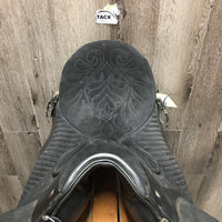 18.5" Med *5" Equitation Saddle, 2 Stirrup Irons & Leathers, 2 Lg Front Velcro Blocks, Black Cover, Wool Flocking, Made in Portugal