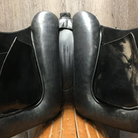 18.5" Med *5" Equitation Saddle, 2 Stirrup Irons & Leathers, 2 Lg Front Velcro Blocks, Black Cover, Wool Flocking, Made in Portugal