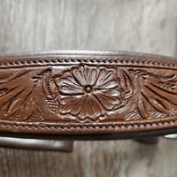 "Pogo" Tooled Western Style Padded Monocrown Side Pull, chin pad *new, tags *No Reins