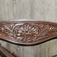 "Pogo" Tooled Western Style Padded Monocrown Side Pull, chin pad *new, tags *No Reins