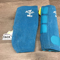 Pr Closed Boots, velcro *vgc, clean, v.hairy, mnr stains