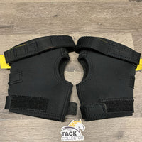 2 Hock Boots *vgc, clean, hairy, loose threads, mnr residue, edge rubs & stains, hairy velcro