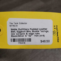 Padded Leather Belt, Eggbutt Bits, Buckle *xc/vgc, mnr scrapes & edge rubs