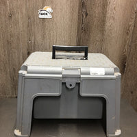 Plastic Grooming Box - Stool, 2 trays *gc, mnr dirt, stains, scratches, rubs & scrapes, NO clasp