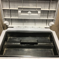 Plastic Grooming Box - Stool, 2 trays *gc, mnr dirt, stains, scratches, rubs & scrapes, NO clasp