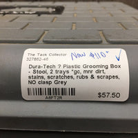 Plastic Grooming Box - Stool, 2 trays *gc, mnr dirt, stains, scratches, rubs & scrapes, NO clasp
