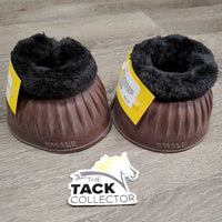 Pr Soft Ribbed Rubber Bell Boots, fleece top, velcro, tag *xc/gc, scuffs, mnr film, faded?