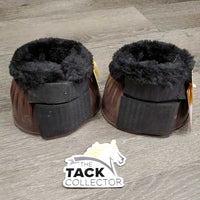 Pr Soft Ribbed Rubber Bell Boots, fleece top, velcro, tag *xc/gc, scuffs, mnr film, faded?