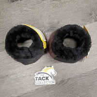 Pr Soft Ribbed Rubber Bell Boots, fleece top, velcro, tag *xc/gc, scuffs, mnr film, faded?