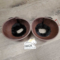 Pr Soft Ribbed Rubber Bell Boots, fleece top, velcro, tag *xc/gc, scuffs, mnr film, faded?