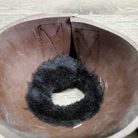 Pr Soft Ribbed Rubber Bell Boots, fleece top, velcro, tag *xc/gc, scuffs, mnr film, faded?