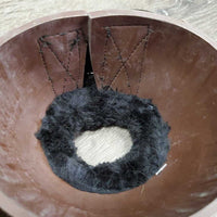 Pr Soft Ribbed Rubber Bell Boots, fleece top, velcro, tag *xc/gc, scuffs, mnr film, faded?