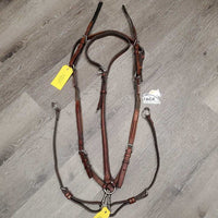 Rsd Leather & Elastic Breastplate, 2 Pc Running Martingale attach *gc, mnr stains, rubs, xholes, residue?dirt