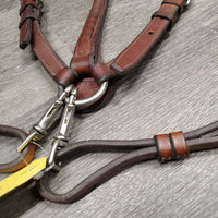 Rsd Leather & Elastic Breastplate, 2 Pc Running Martingale attach *gc, mnr stains, rubs, xholes, residue?dirt