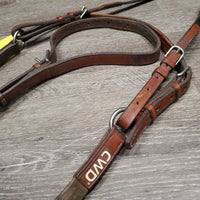 Rsd Leather & Elastic Breastplate, 2 Pc Running Martingale attach *gc, mnr stains, rubs, xholes, residue?dirt