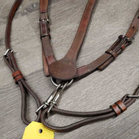 Rsd Leather & Elastic Breastplate, 2 Pc Running Martingale attach *gc, mnr stains, rubs, xholes, residue?dirt