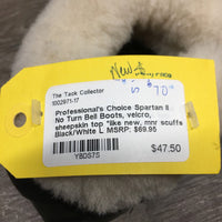 No Turn Bell Boots, velcro, sheepskin top *like new, mnr scuffs