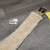 FS Leather Girth, velcro Sheepskin Liner, 2x els *vgc/gc, clean, mnr rubs, curled edge, liner: ridges, stiff & shrunk