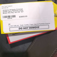 16.5 Adj *set XW *6.5" Schleese Obrigado Monoflap Dressage Saddle, Navy Schleese Cover, Wool Flocking, Shoulder Relief Panels, Rear Gusset Panels, Lg External Front Blocks, Flaps: 16"L x 10"W Serial #: B2 1 RW 16.5 M0640350424