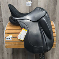 16.5 adj *set *5.5" Schleese Obrigado Monoflap Dressage Saddle, Navy Schleese Cover, Wool Flocking, Shoulder Relief Panels, Rear Gusset Panels, Lg External Front Blocks, Flaps: 16"L x 10"W Serial #: O-SHW B2 16.5 M05835S0324