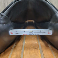 16.5 adj *set *5.5" Schleese Obrigado Monoflap Dressage Saddle, Navy Schleese Cover, Wool Flocking, Shoulder Relief Panels, Rear Gusset Panels, Lg External Front Blocks, Flaps: 16"L x 10"W Serial #: O-SHW B2 16.5 M05835S0324