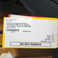 16.5 adj *set *5.5" Schleese Obrigado Monoflap Dressage Saddle, Navy Schleese Cover, Wool Flocking, Shoulder Relief Panels, Rear Gusset Panels, Lg External Front Blocks, Flaps: 16"L x 10"W Serial #: O-SHW B2 16.5 M05835S0324