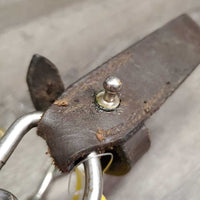 Nylon Rope & Leather Chambon, Crown Piece, snaps *gc/fair, TORN, dirty/stained ropes, xholes, dirt, rubs, gunky