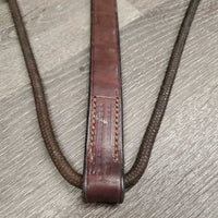 Nylon Rope & Leather Chambon, Crown Piece, snaps *gc/fair, TORN, dirty/stained ropes, xholes, dirt, rubs, gunky