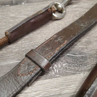 Nylon Rope & Leather Chambon, Crown Piece, snaps *gc/fair, TORN, dirty/stained ropes, xholes, dirt, rubs, gunky