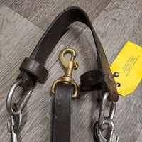 Nylon Rope & Leather Chambon, Crown Piece, snaps *gc/fair, TORN, dirty/stained ropes, xholes, dirt, rubs, gunky