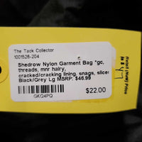 Nylon Garment Bag *gc, threads, mnr hairy, cracked/cracking lining. snags, slices