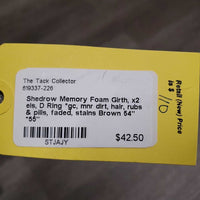 Memory Foam Girth, x2 els, D Ring *gc, mnr dirt, hair, rubs & pills, faded, stains