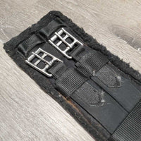 Cotton Web Fleece Lined Dressage Girth, 2x els, D ring *gc/fair, hairy, v.dirty, film, clumpy, flattened